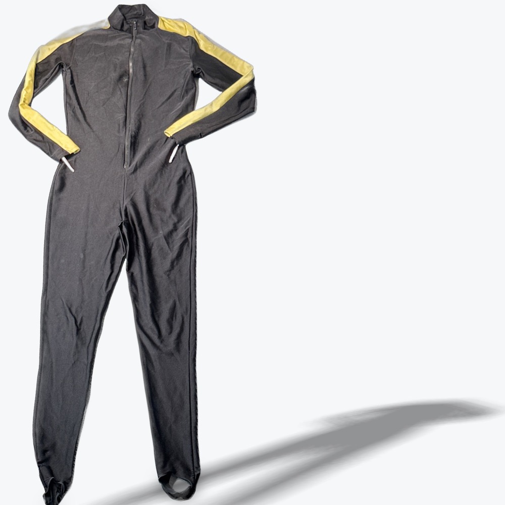 Long Sleeve Zip Up Skinsuit Catsuit‎ Stirrups Thumb Loops XS Women